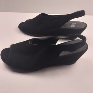 Eileen Fisher suede pepe toe wedge heel slingback sandals size 8.5.